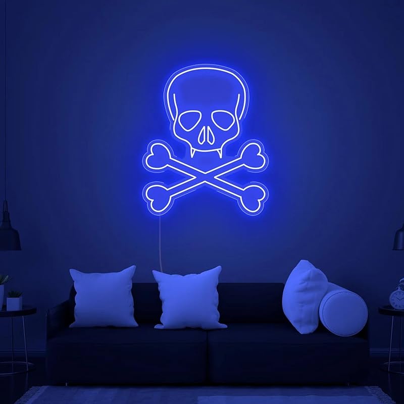 Skull Crossbones LED Neon — Iluminação Night Glow