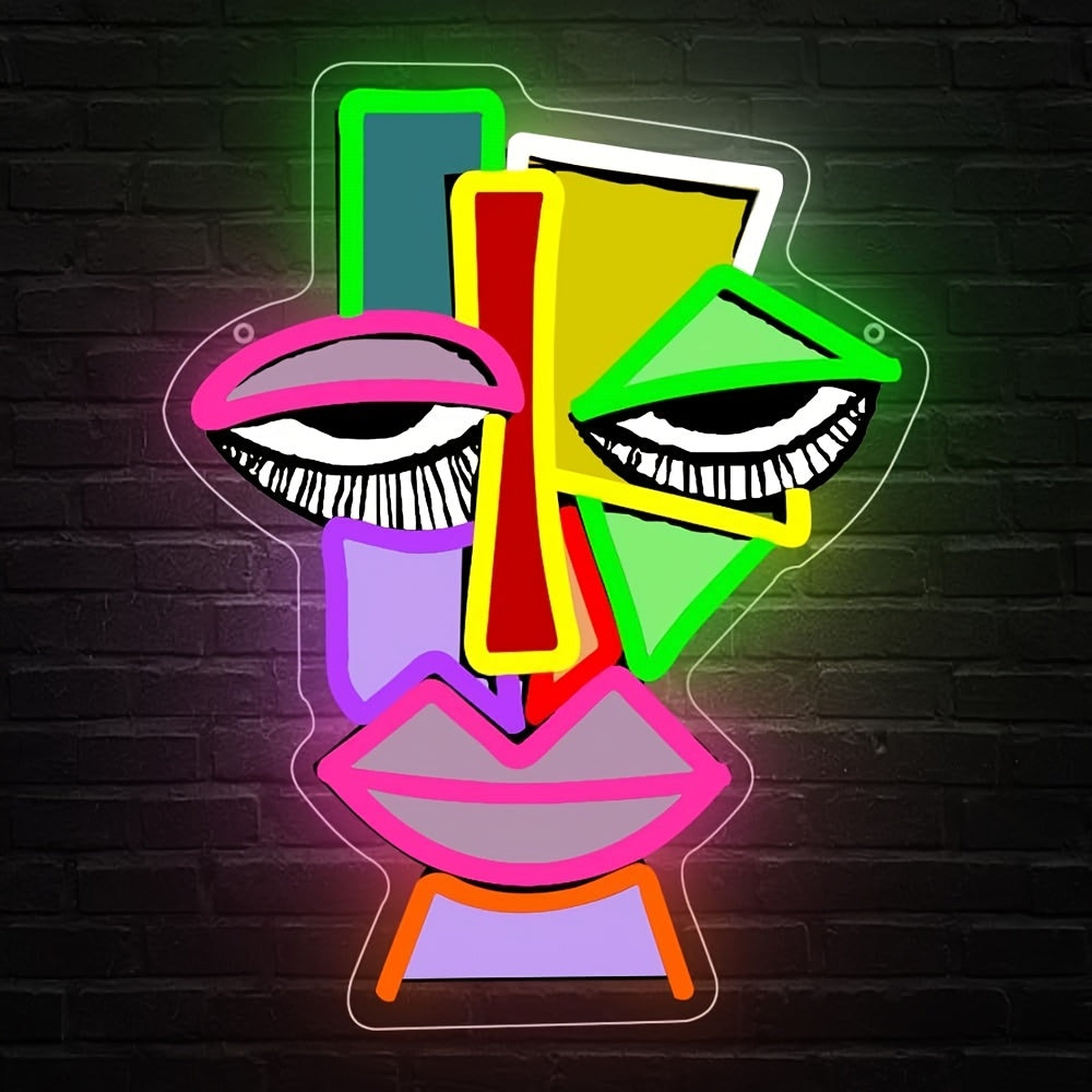 Neon Decorativo “Abstract Face” — LED Night Glow