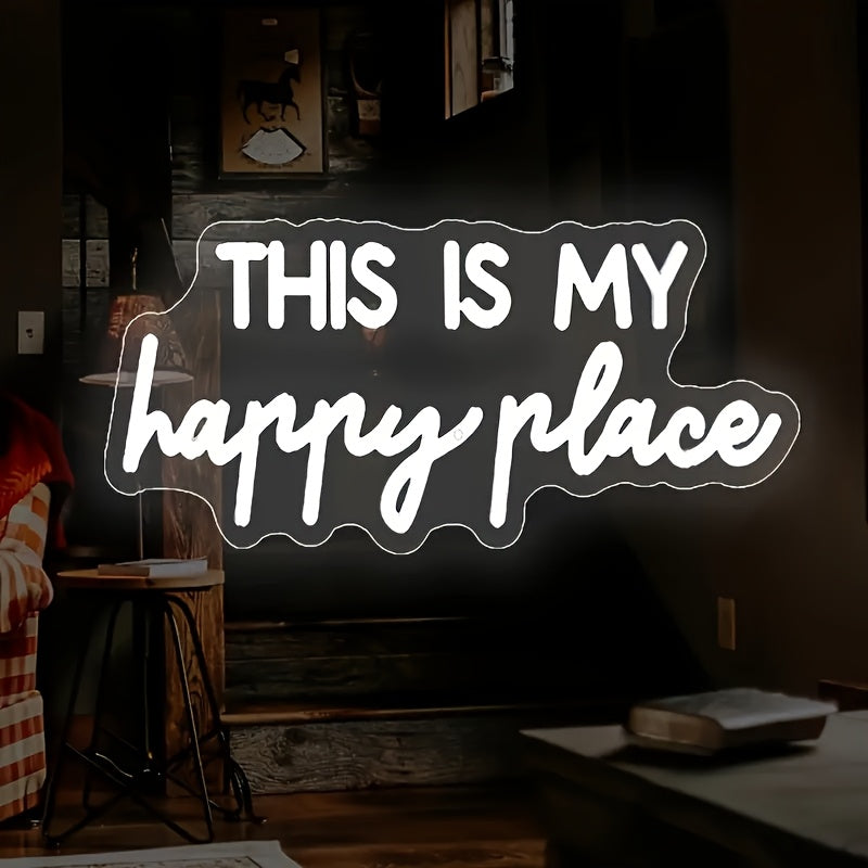Neon Decorativo “This Is My Happy Place” — LED Night Glow