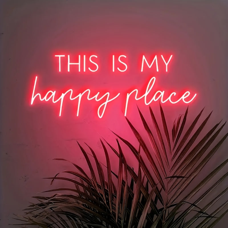 Neon Decorativo “This Is My Happy Place” — LED Night Glow