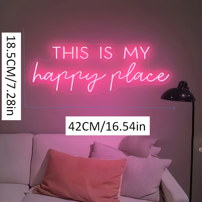 Neon Decorativo “This Is My Happy Place” — LED Night Glow