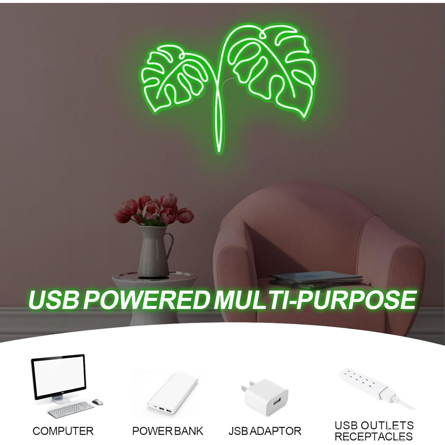 Monstera Leaf Neon LED — Iluminação Night Glow