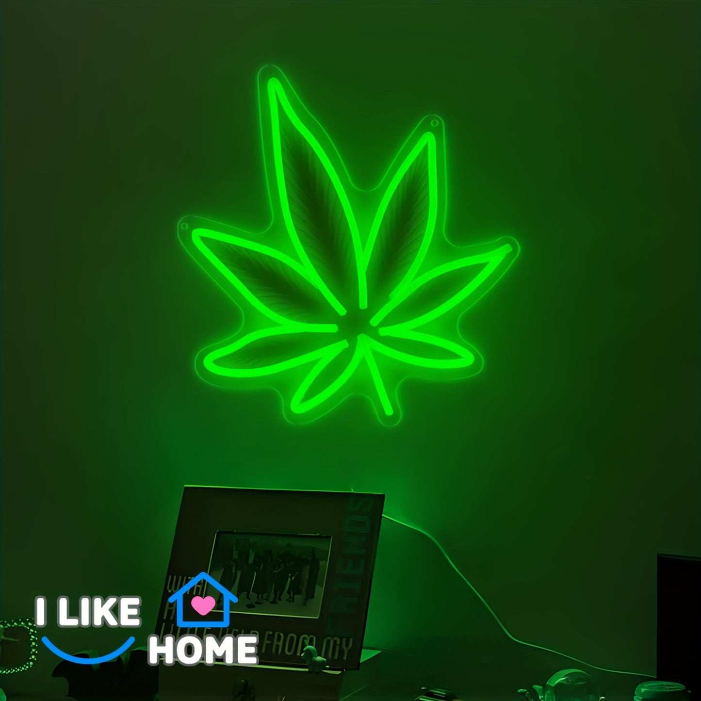 Green Leaf LED Neon — Iluminação Night Glow