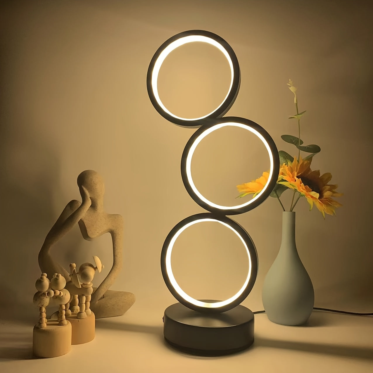 Triple Halo LED Table Lamp — Iluminação Night Glow