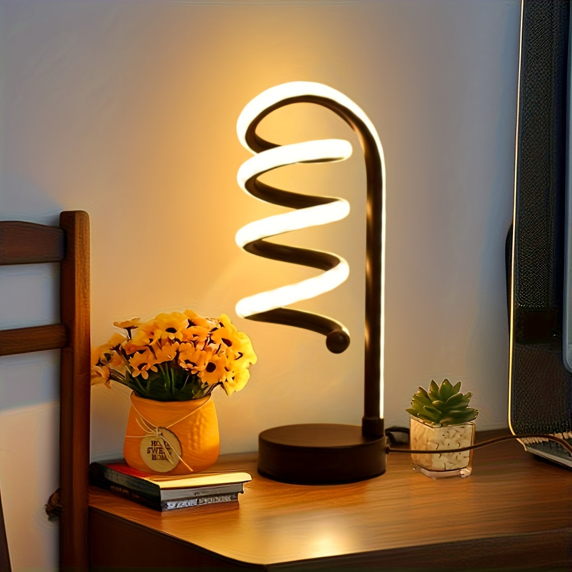 Spiral Glow LED Table Lamp — Iluminação Night Glow