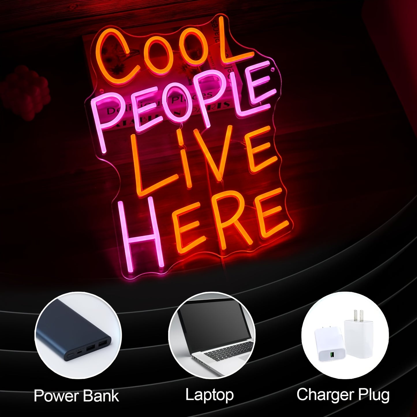 Cool People Live Here LED Neon — Iluminação Night Glow
