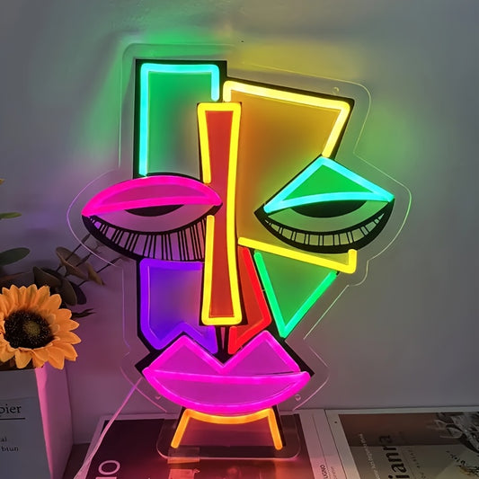 Neon Decorativo “Abstract Face” — LED Night Glow