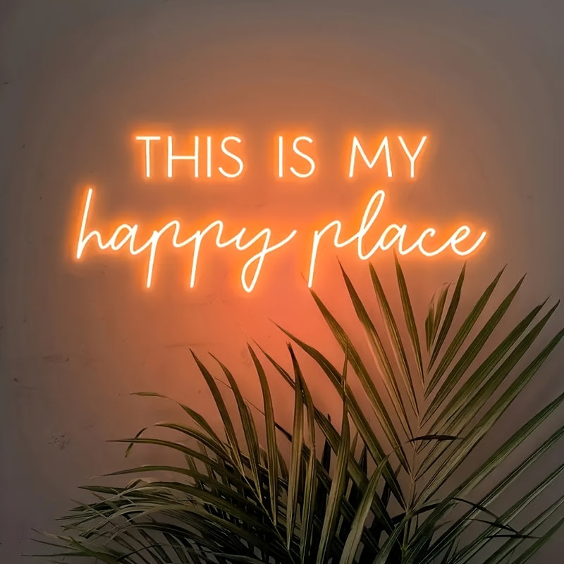 Neon Decorativo “This Is My Happy Place” — LED Night Glow