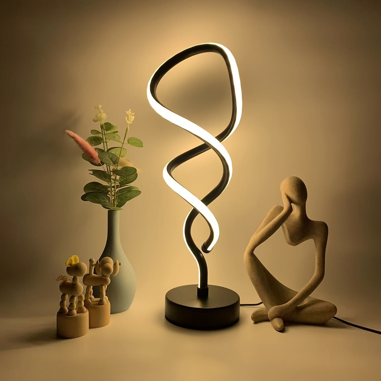 Spiral Infinity LED Table Lamp — Iluminação Night Glow