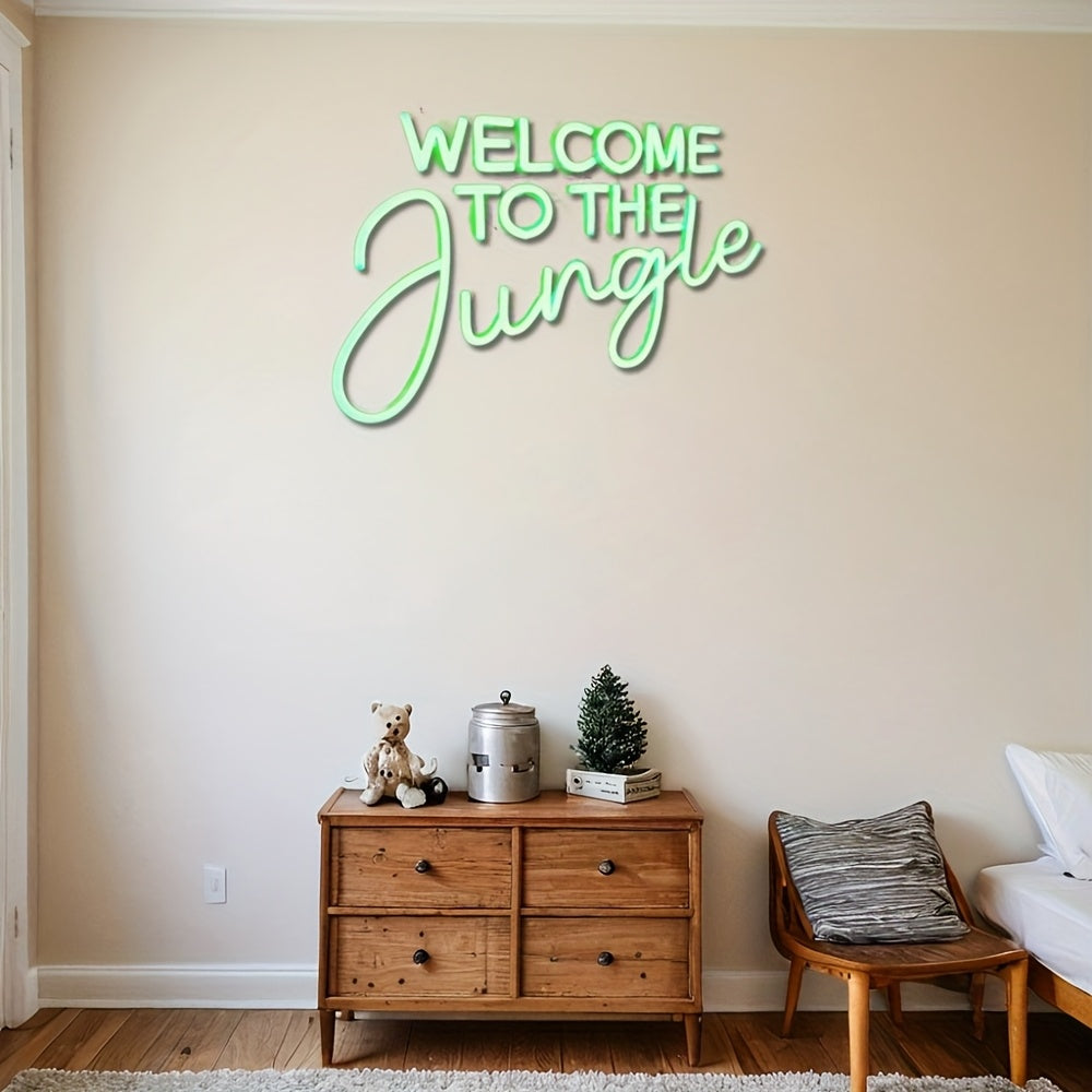 Neon LED “Welcome to the Jungle” – Letreiro Luminoso Verde USB
