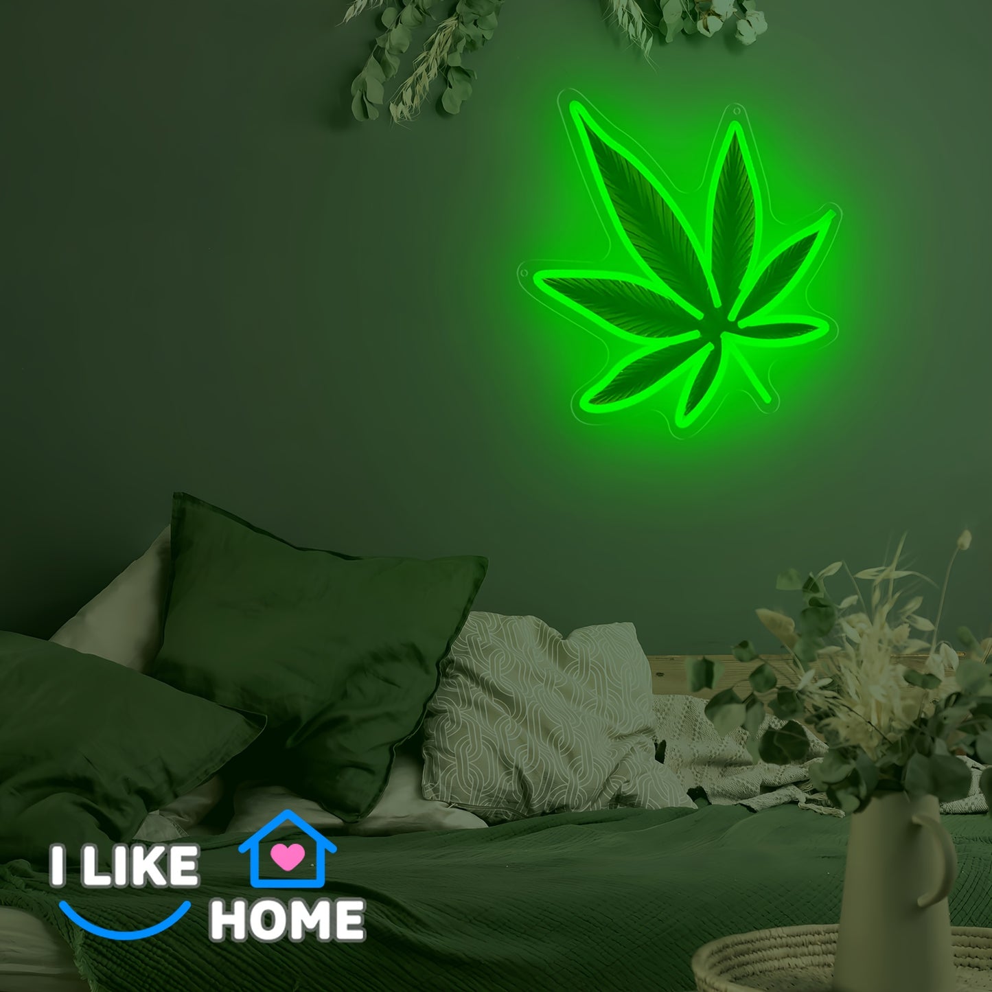 Green Leaf LED Neon — Iluminação Night Glow