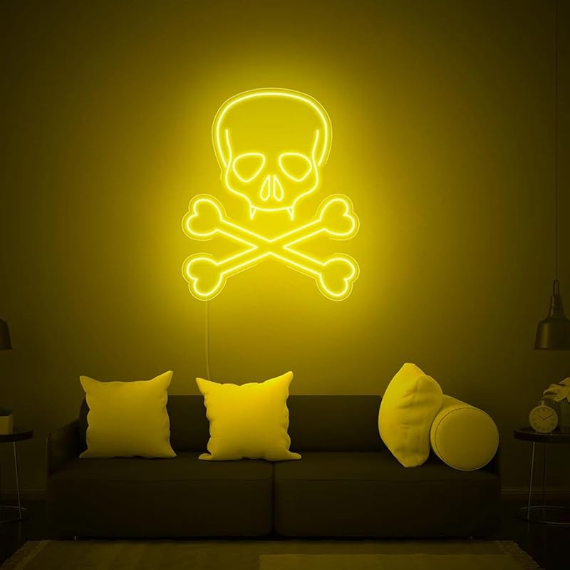 Skull Crossbones LED Neon — Iluminação Night Glow