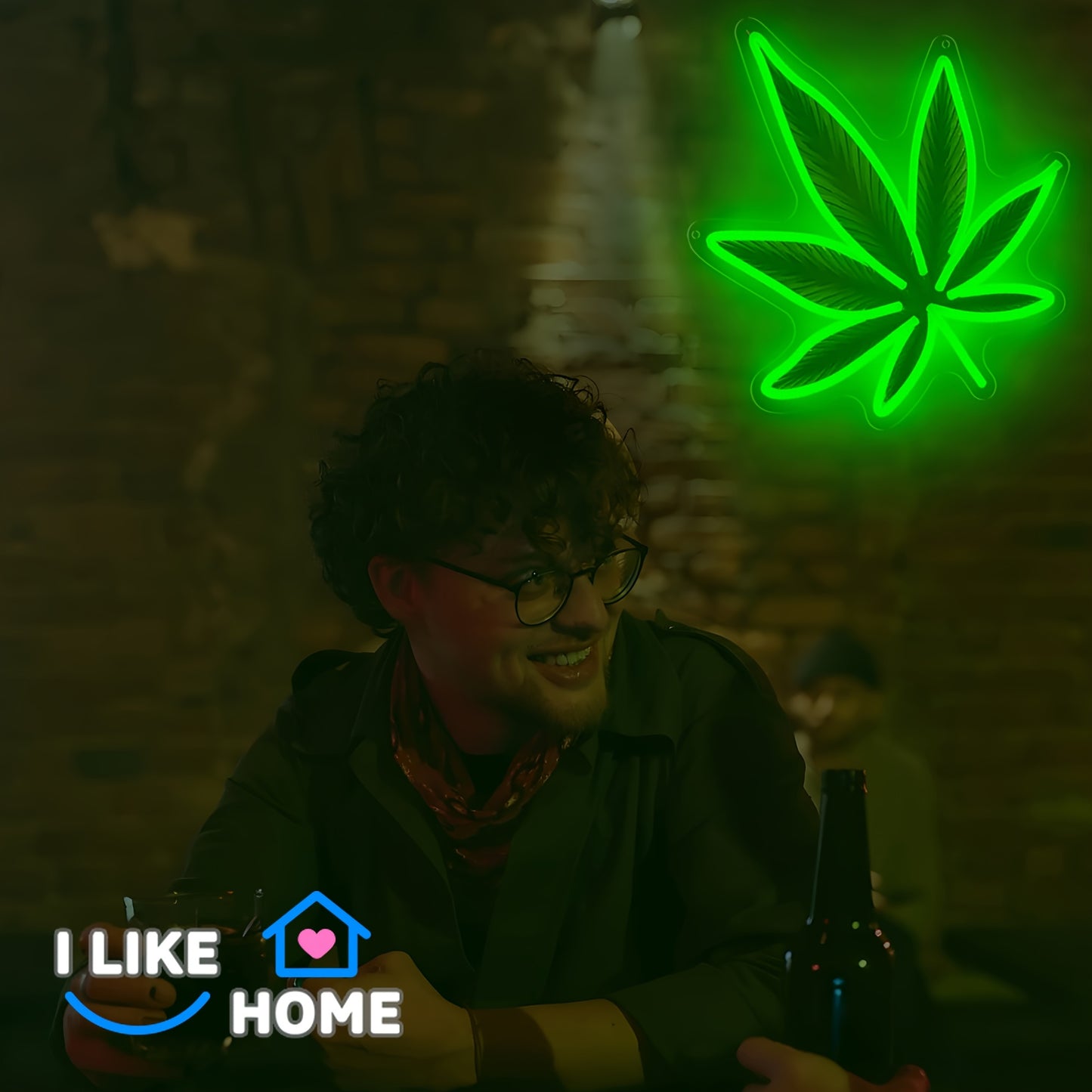 Green Leaf LED Neon — Iluminação Night Glow