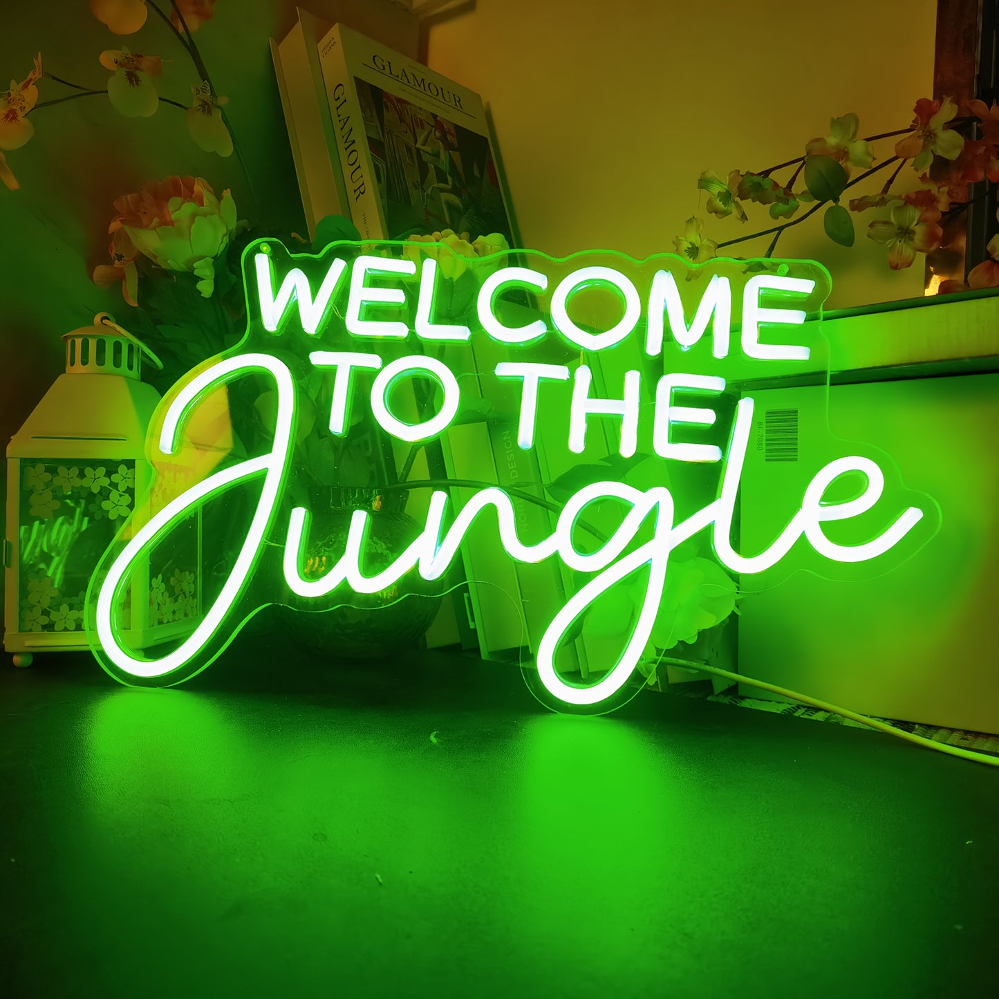 Neon LED “Welcome to the Jungle” – Letreiro Luminoso Verde USB