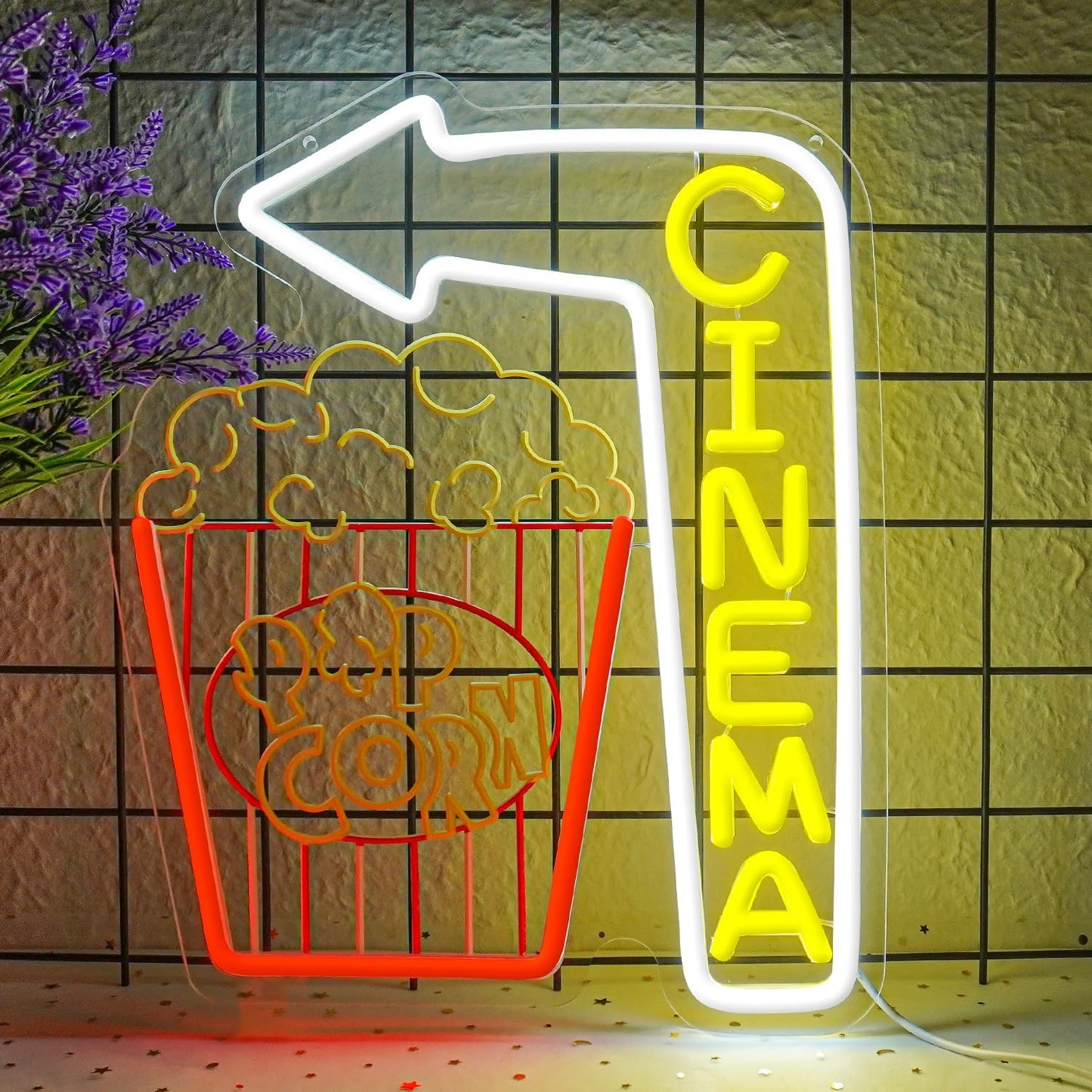 Popcorn Cinema LED Neon — Iluminação Night Glow
