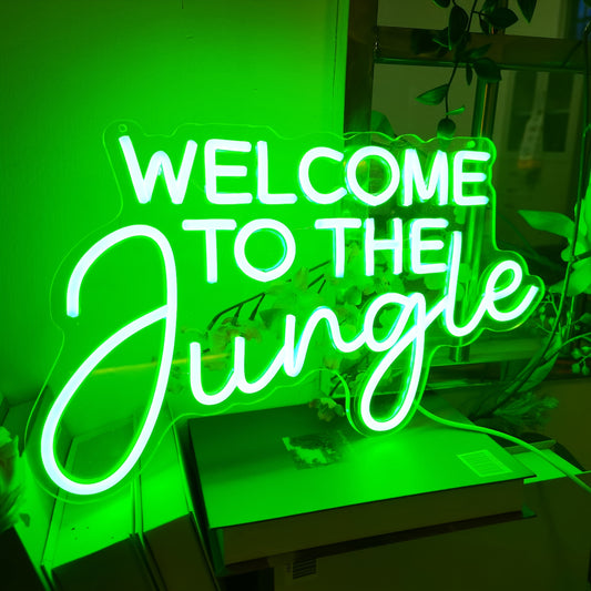 Neon LED “Welcome to the Jungle” – Letreiro Luminoso Verde USB