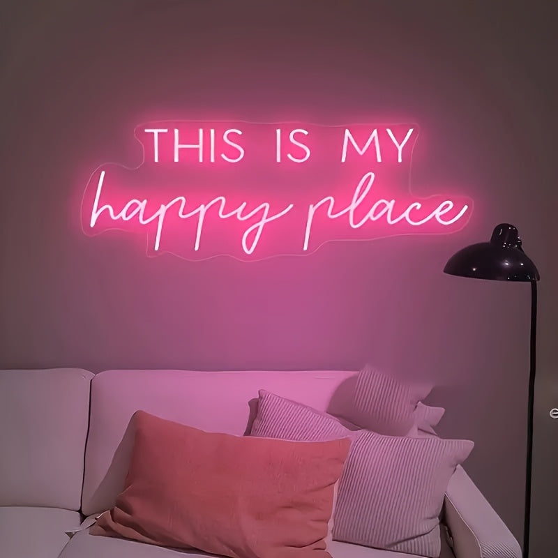 Neon Decorativo “This Is My Happy Place” — LED Night Glow