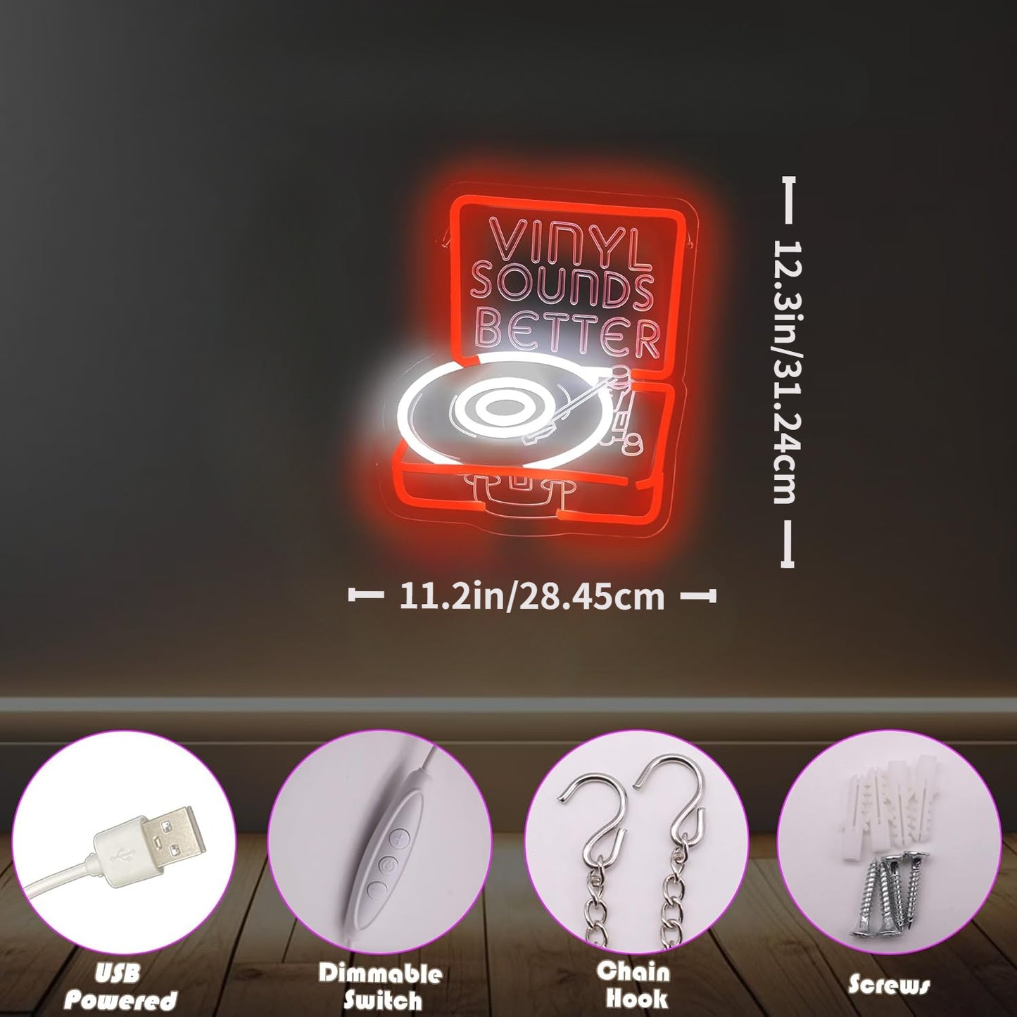 Vinyl Sounds Better LED Neon — Iluminação Night Glow