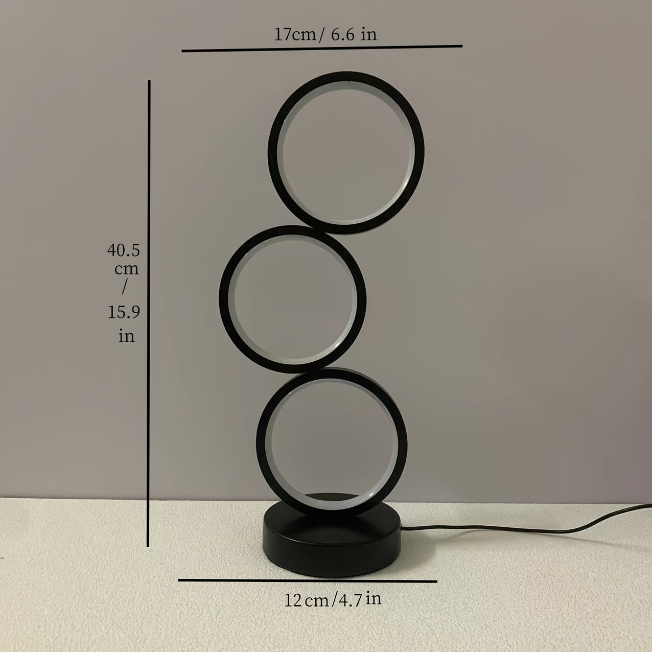 Triple Halo LED Table Lamp — Iluminação Night Glow