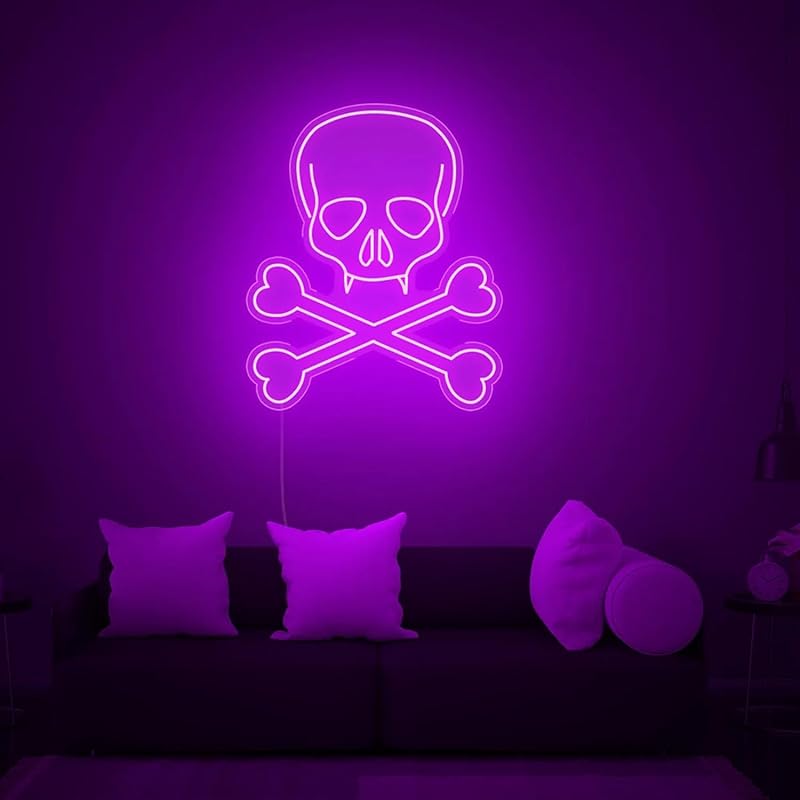 Skull Crossbones LED Neon — Iluminação Night Glow