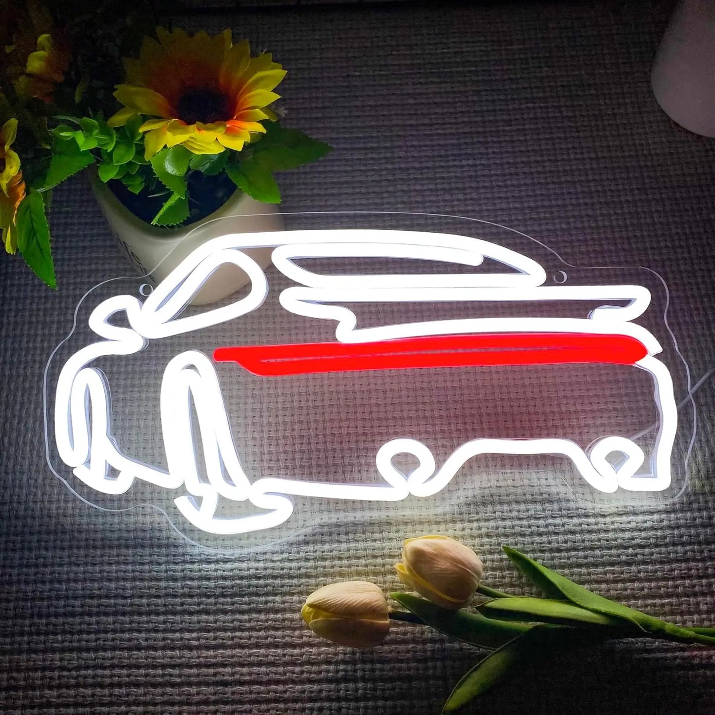 Enseigne lumineuse néon LED à intensité variable, alimentée par USB, en forme de voiture de sport. Décoration murale idéale pour une chambre, un garage, une fête, un anniversaire ou un pub. Cadeau fait main.