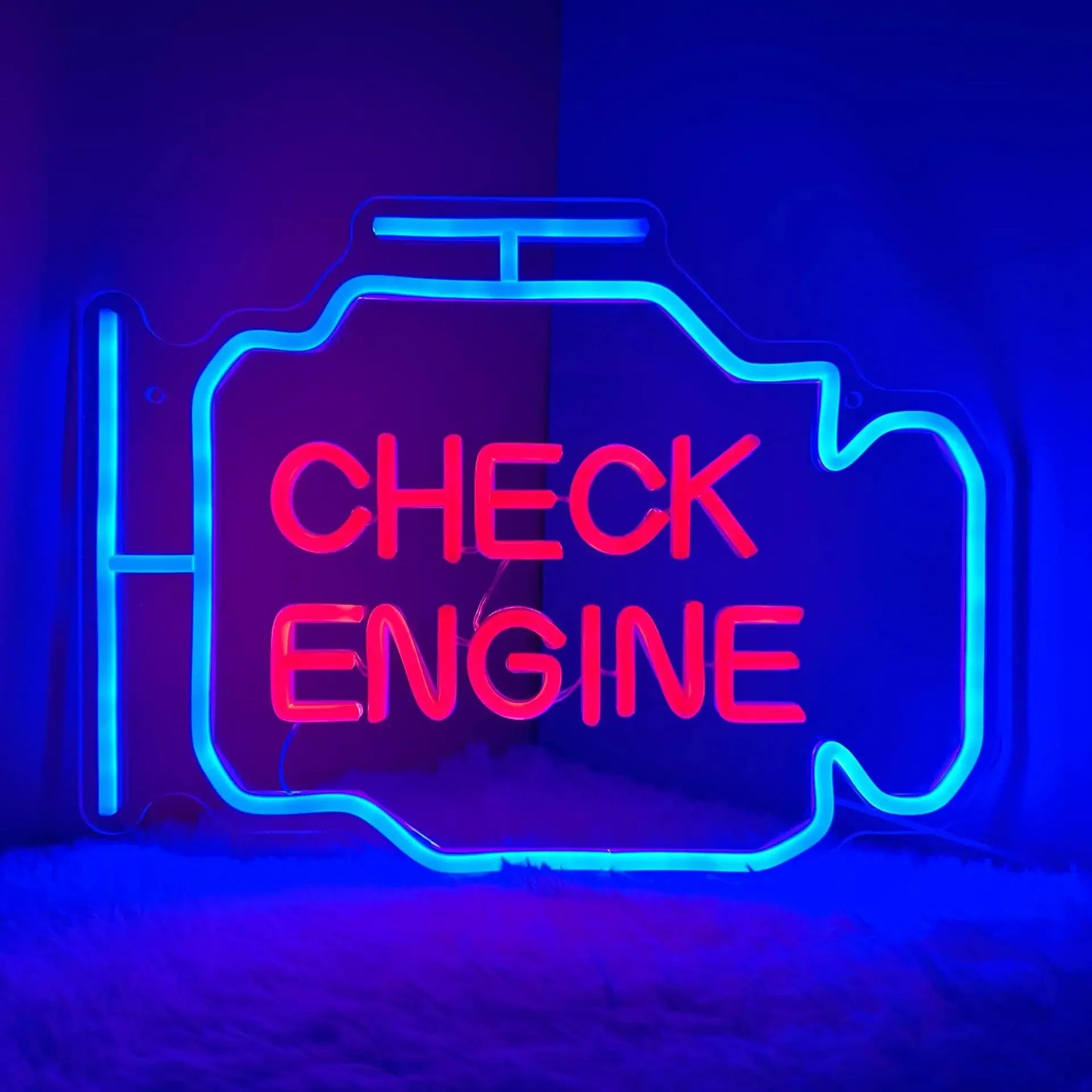 Check Engine Neon Sign — Iluminação NightGlow