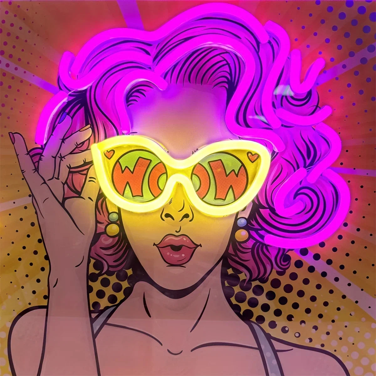 Pop Art Girl Neon Sign — Iluminação Night Glow