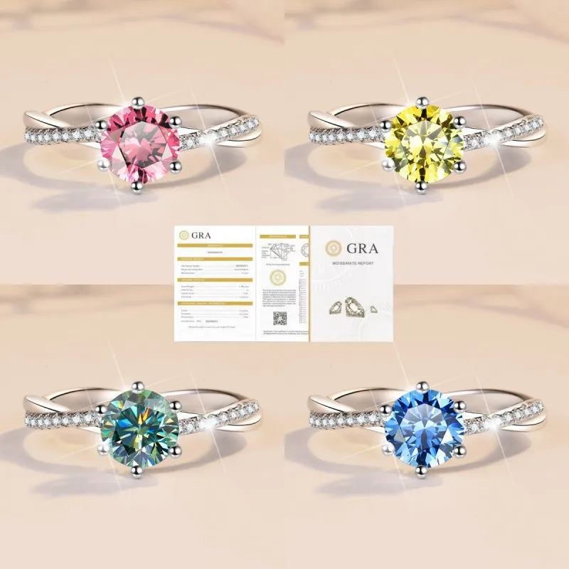 5 Colors Carat Moissanite Rings