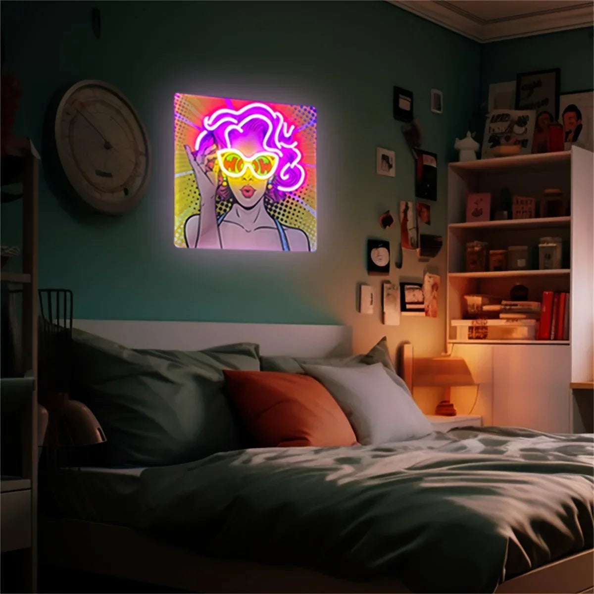 Pop Art Girl Neon Sign — Iluminação Night Glow