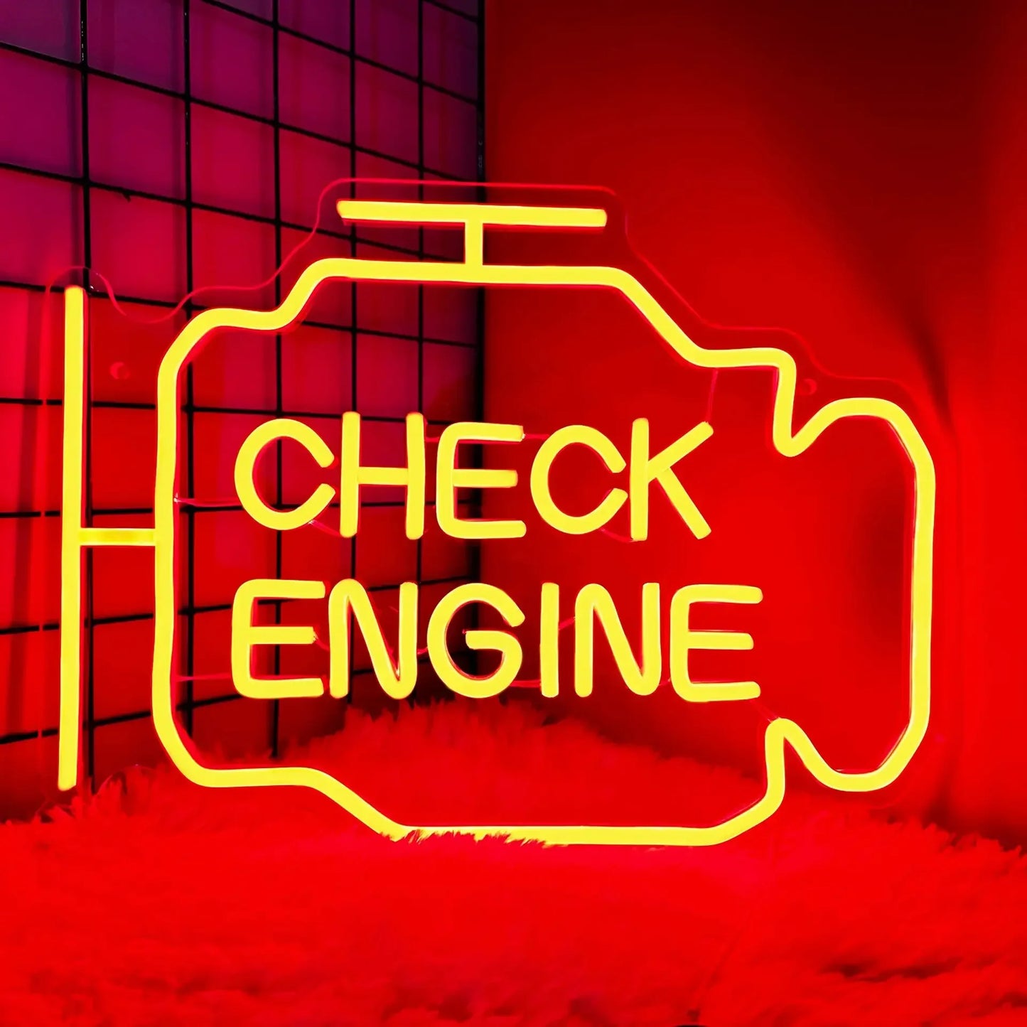 Check Engine Neon Sign — Iluminação NightGlow