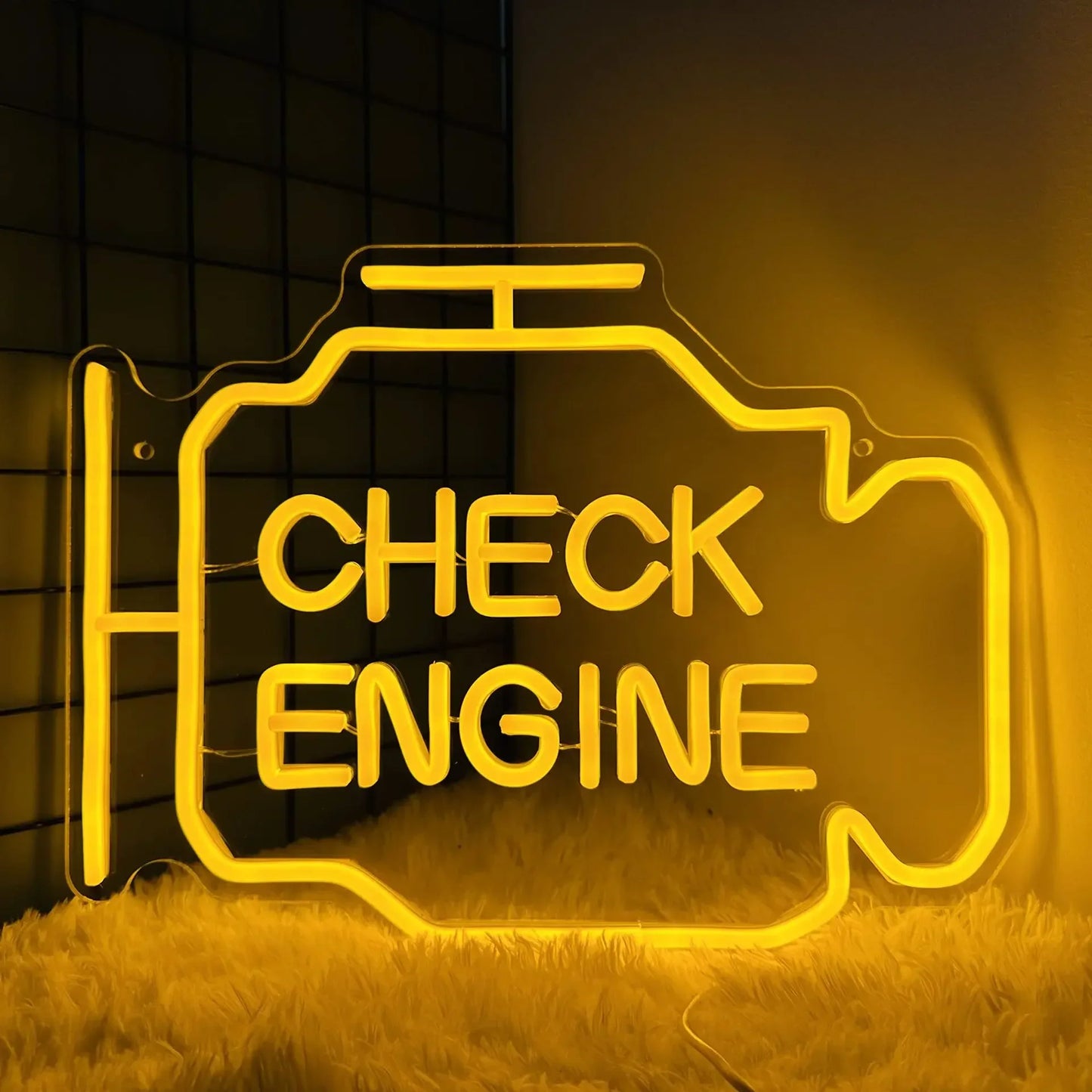 Check Engine Neon Sign — Iluminação NightGlow