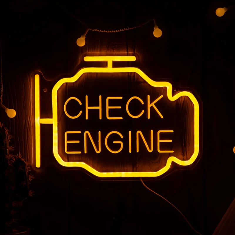 Check Engine Neon Sign — Iluminação NightGlow