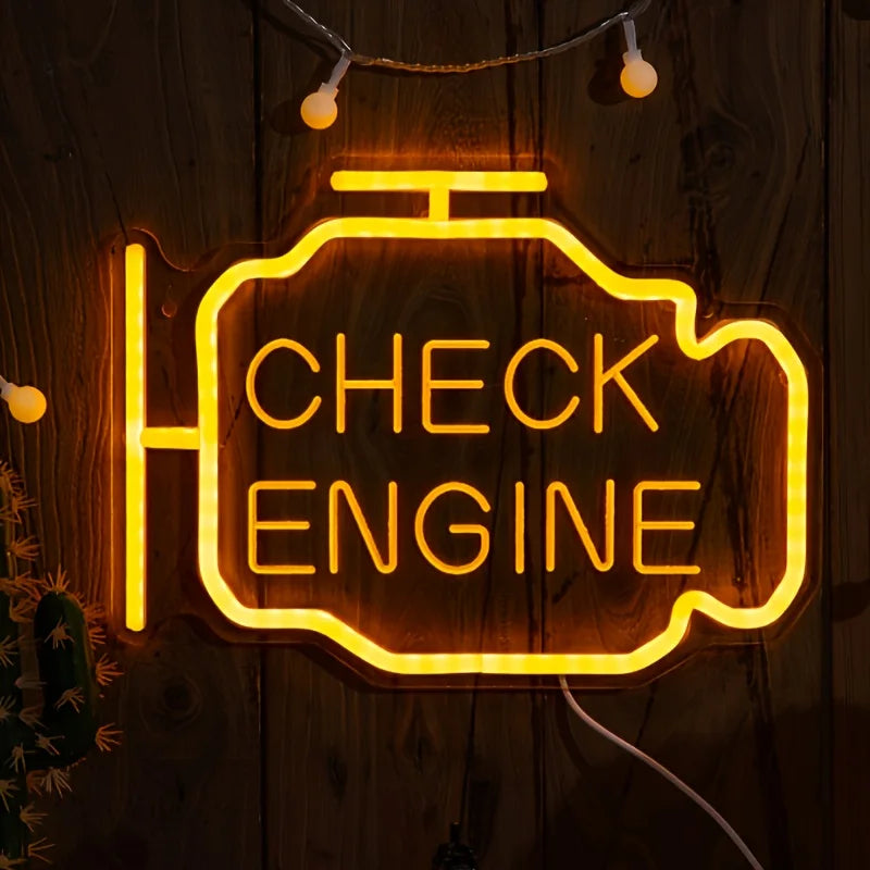 Check Engine Neon Sign — Iluminação NightGlow