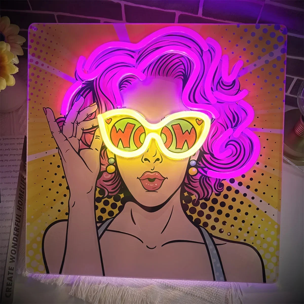 Pop Art Girl Neon Sign — Iluminação Night Glow