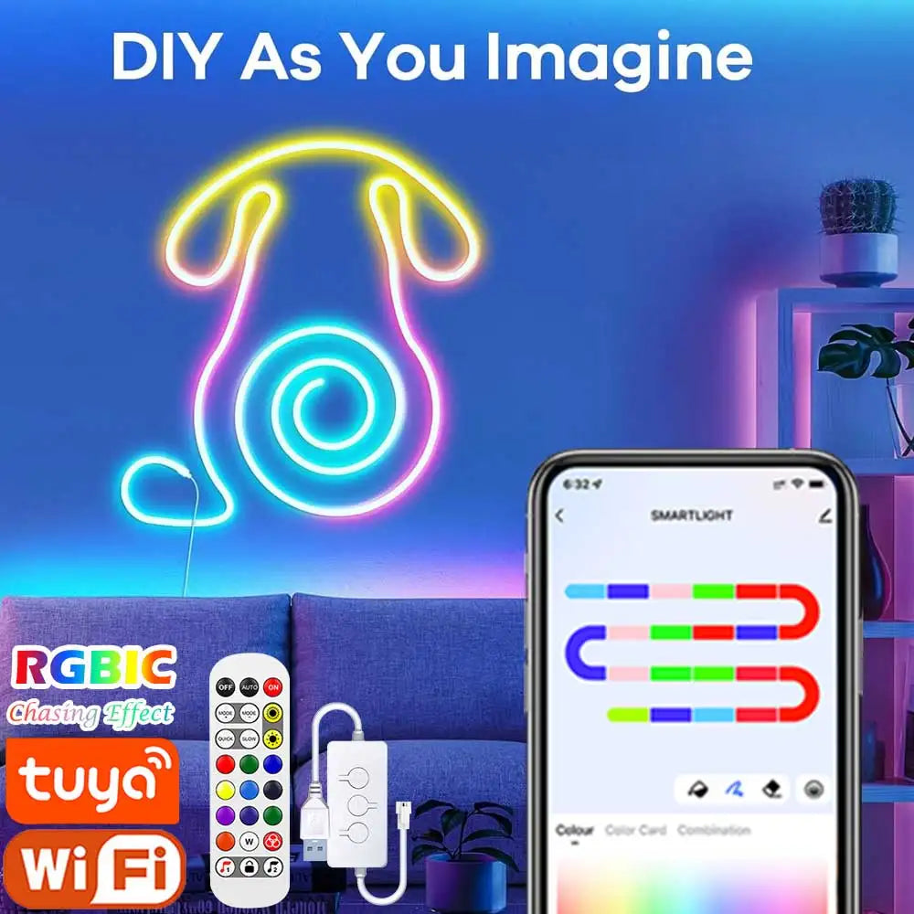 Neon Flex Inteligente com App, Música & Controlo por Voz