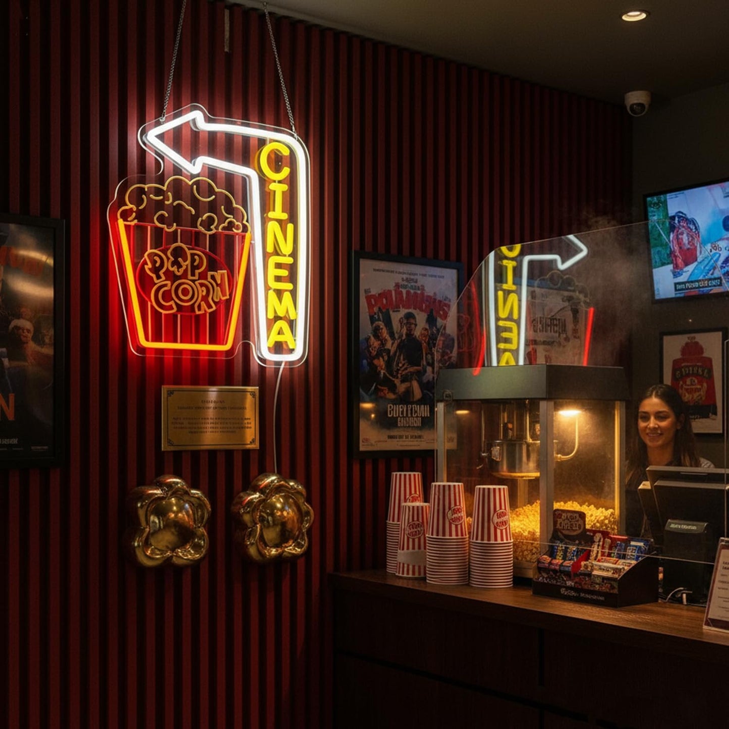 Popcorn Cinema LED Neon — Iluminação Night Glow