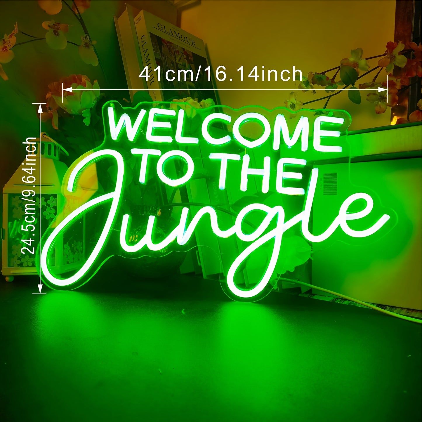 Neon LED “Welcome to the Jungle” – Letreiro Luminoso Verde USB
