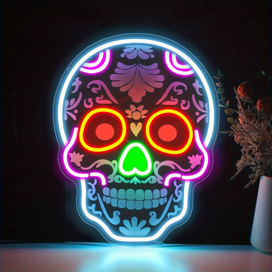 Neon Skull Art LED — Iluminação Night Glow
