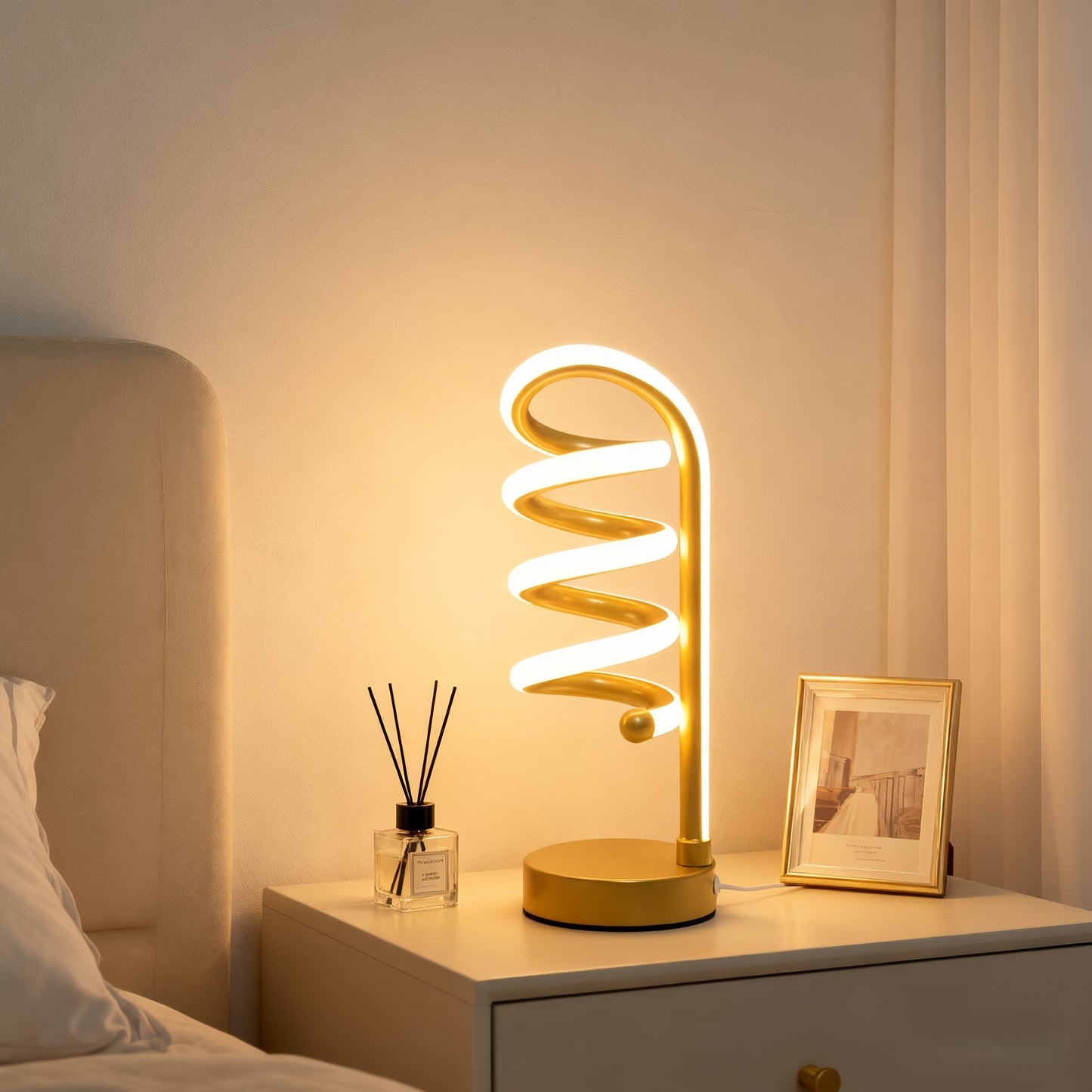 Spiral Glow LED Table Lamp — Iluminação Night Glow