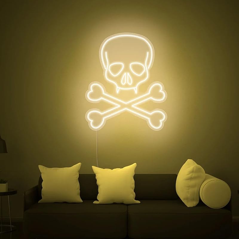 Skull Crossbones LED Neon — Iluminação Night Glow