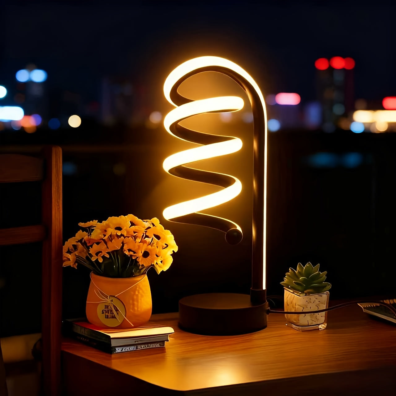 Spiral Glow LED Table Lamp — Iluminação Night Glow