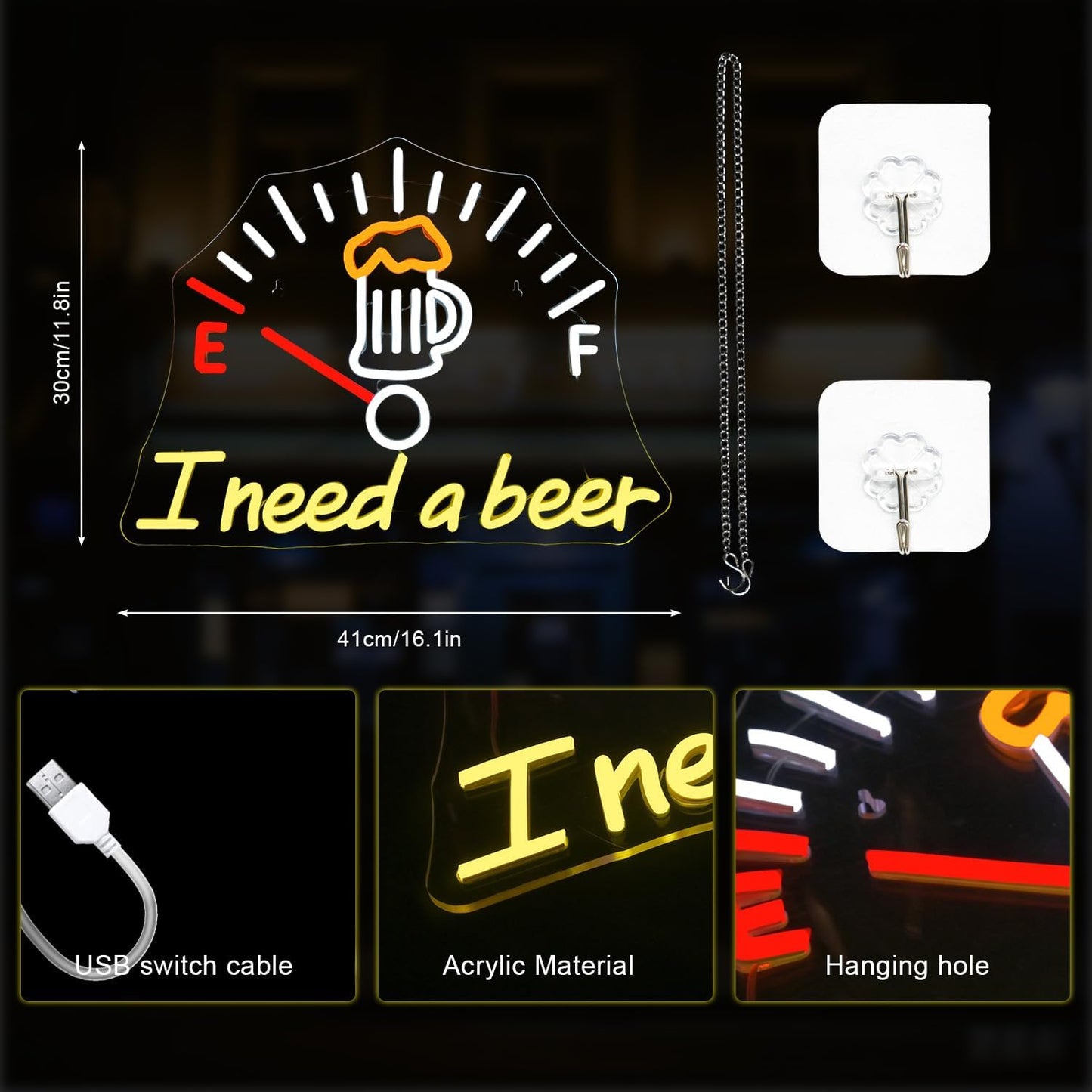 Neon Decorativo “I Need a Beer” — LED Night Glow