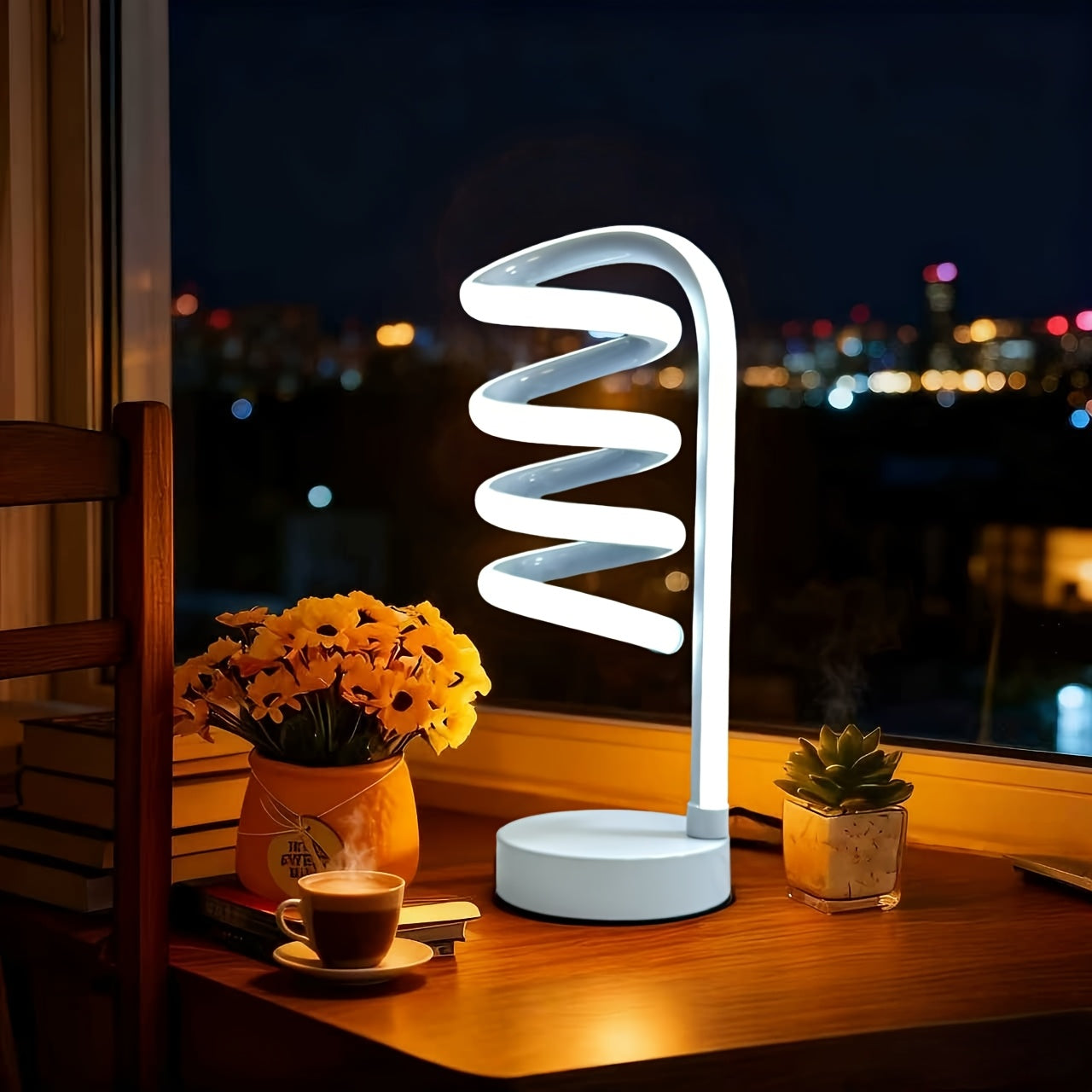 Spiral Glow LED Table Lamp — Iluminação Night Glow