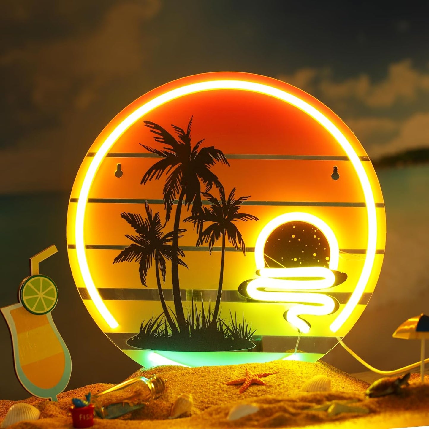 Sunset Palm LED Neon — Iluminação Night Glow