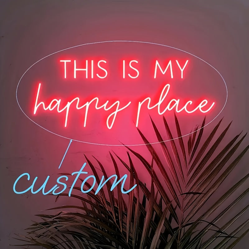 Neon Decorativo “This Is My Happy Place” — LED Night Glow