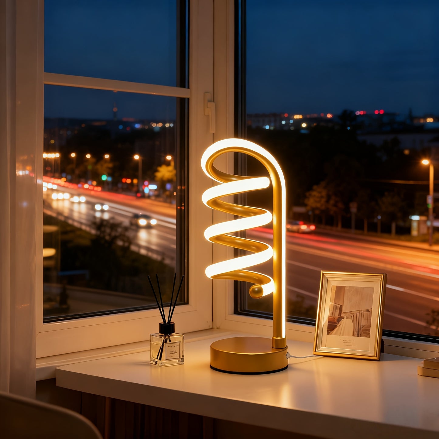 Spiral Glow LED Table Lamp — Iluminação Night Glow