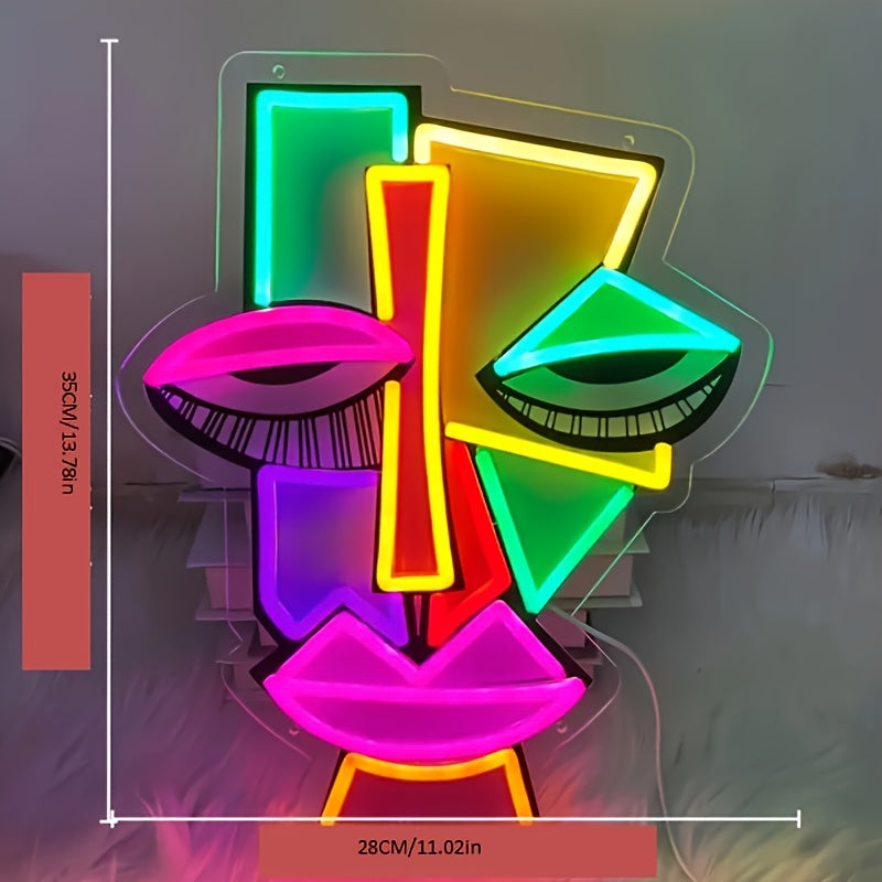 Neon Decorativo “Abstract Face” — LED Night Glow