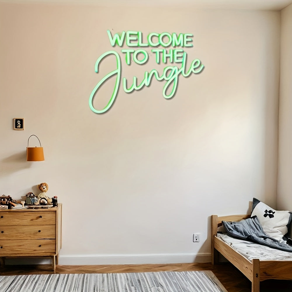 Neon LED “Welcome to the Jungle” – Letreiro Luminoso Verde USB