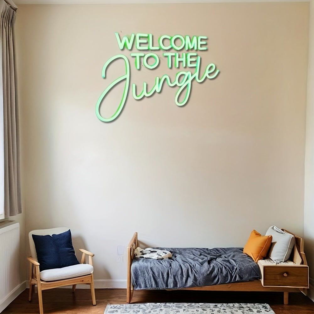 Neon LED “Welcome to the Jungle” – Letreiro Luminoso Verde USB