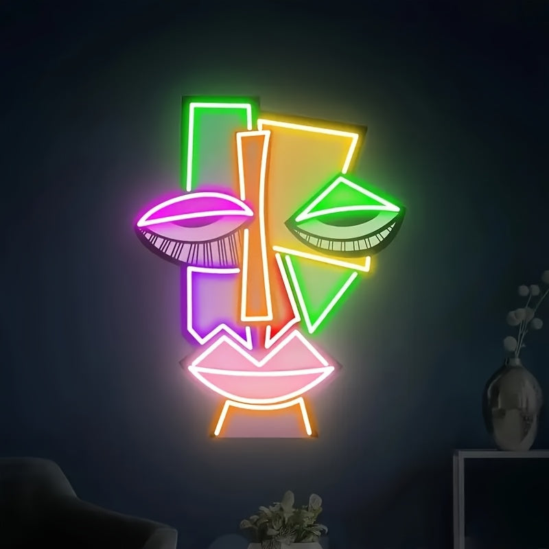 Neon Decorativo “Abstract Face” — LED Night Glow